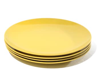 MELMAC MAPLEX Toronto Senapsgula tallrikar 15 cm desserttallrikar Set om 4 Mitten av århundradet Hårdplast Melamin camping