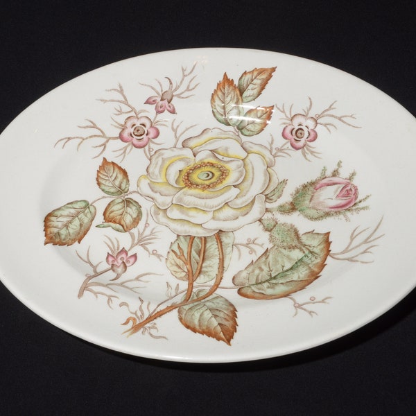 John Maddock Sons Old  rose Bone China oval serving platter serving dish plate 11.5" Vintage rose Royal vitreous CRAZING