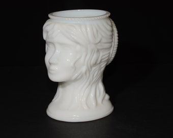 Vintage Milk Glass Ladies Head Vase White milk glass Planter Planter Vase