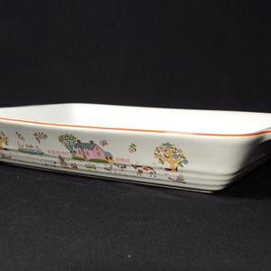 Fuente rectangular para hornear COUNTRY HOUSE Japan, molde para lasaña, asas, apta para microondas, gres, vintage 1980