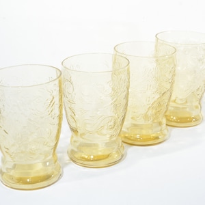 Set von 4 Bundesglas Bernstein Madrid Trinkgläser Set 4 1/4 &quot;große Becher Depressionsglas Barware MCM Cocktailgläser gelb bernsteinfarben