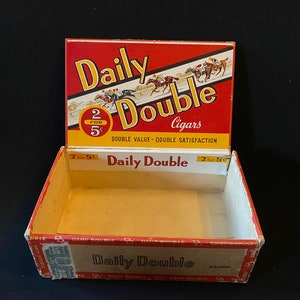 Vintage Daily Double Cigars Cigar Box Tobacciana vintage empty Cigar Double value Factory No 2 racing horse Imperial Tobacco Company ot