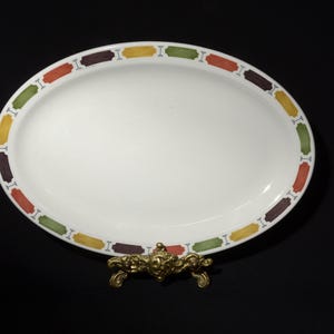 Vintage Duraline Grindley Carnival platter restaurant ware 12 1/2&quot; vitrified serving plate England ironstone hotelware 1967 htf