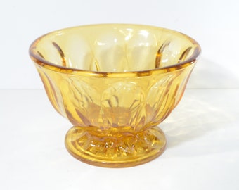 Anchor Hocking Fairfield Amber footed bowl Pressed Glass 6 inches D made in USA glass vintage pedestal