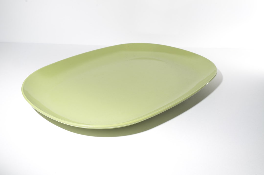 Vintage Cyanamid Olive Green Serving Platter Melamine Hard Etsy