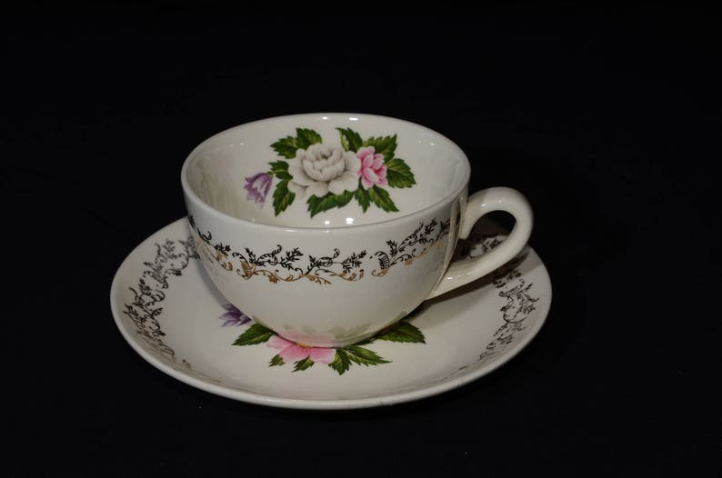 22k Goldbritish Empire Ware Bouquet Teacup And Saucer Etsy
