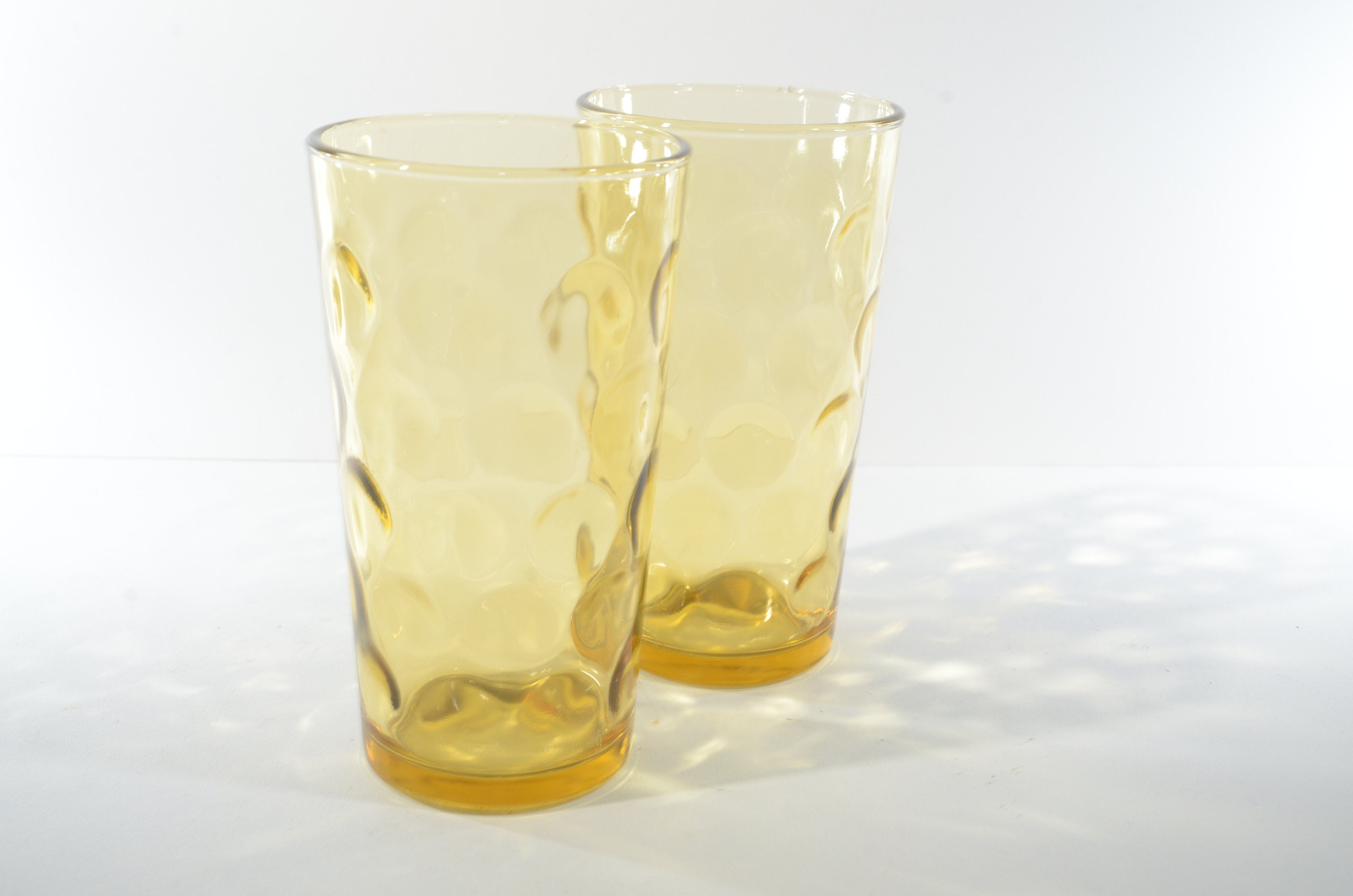 vintage deep amber Swedish tall drinking glasses