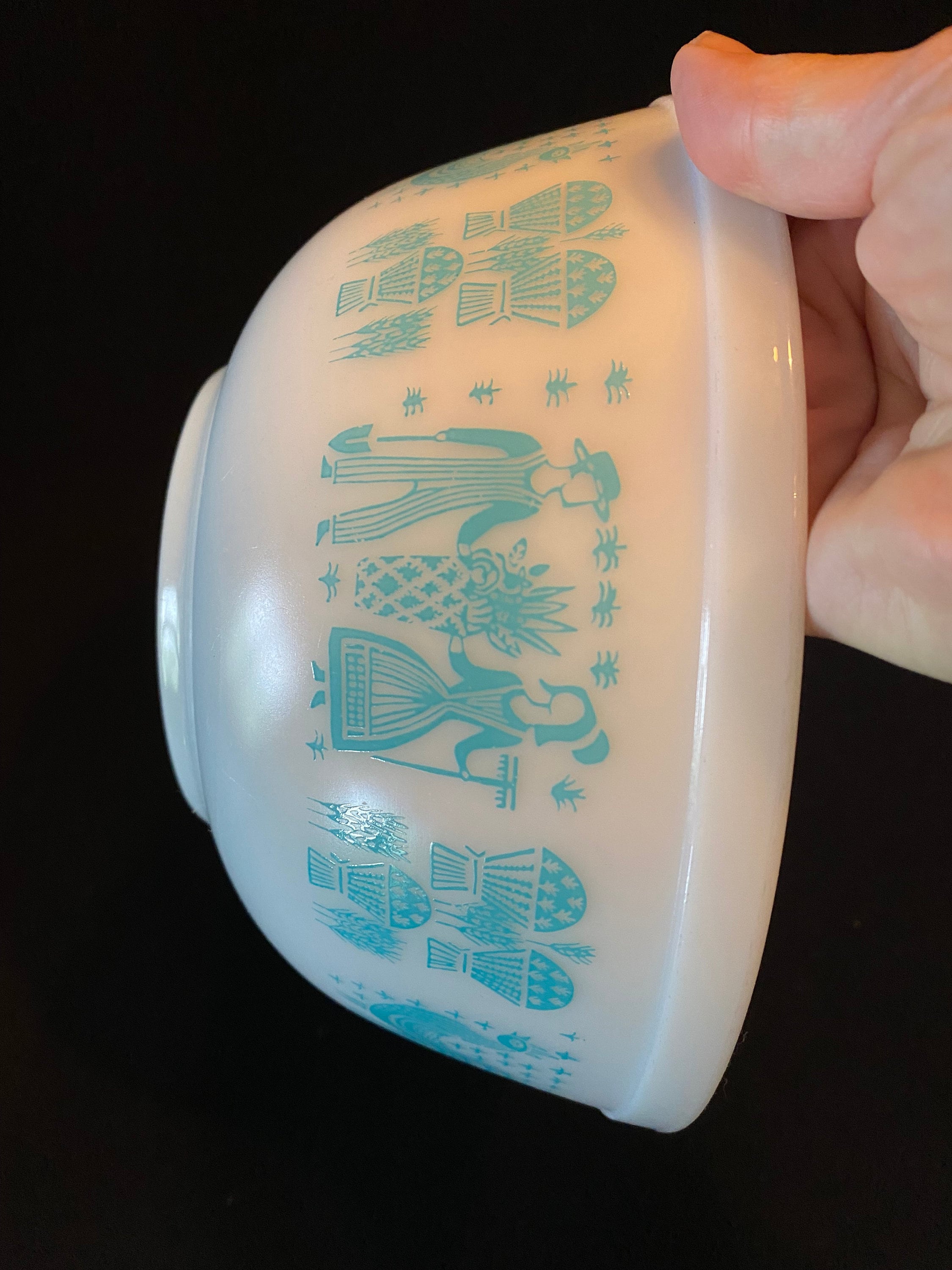 PYREX アーミッシュ バタープリント ターコイズボウル 4個セット 401