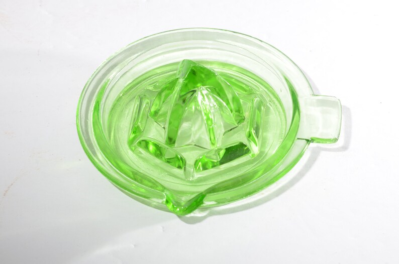 Uranium Glass Lemon Juicer Green Depression Juice Reamer Lemon Etsy
