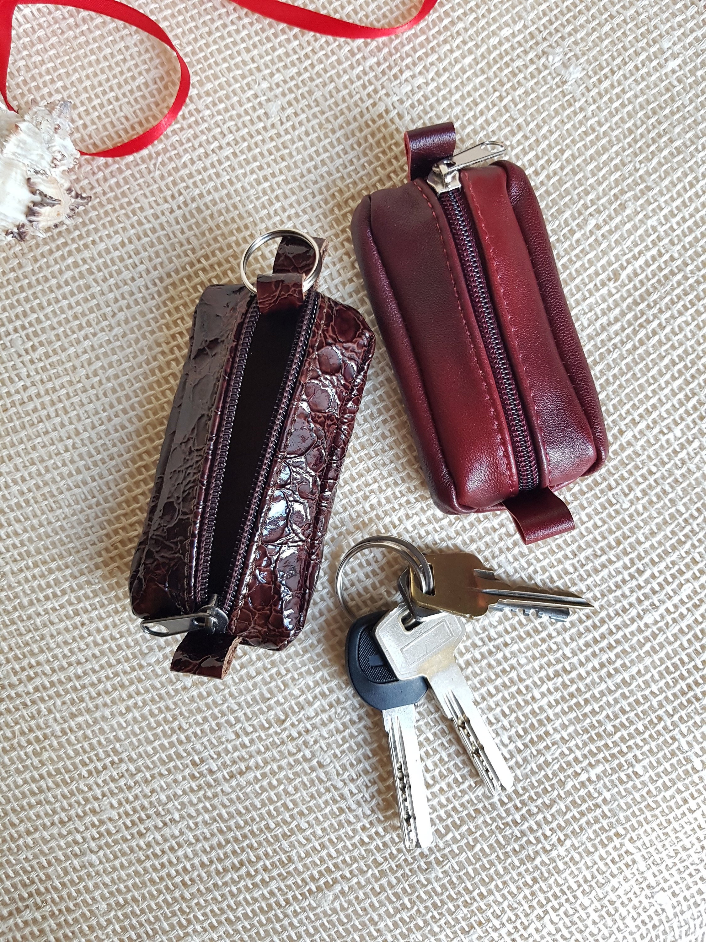 Portallaves De Cuero Hecho En Ubrique - Para 6 Llaves, Con Mosquetón, Color Camel