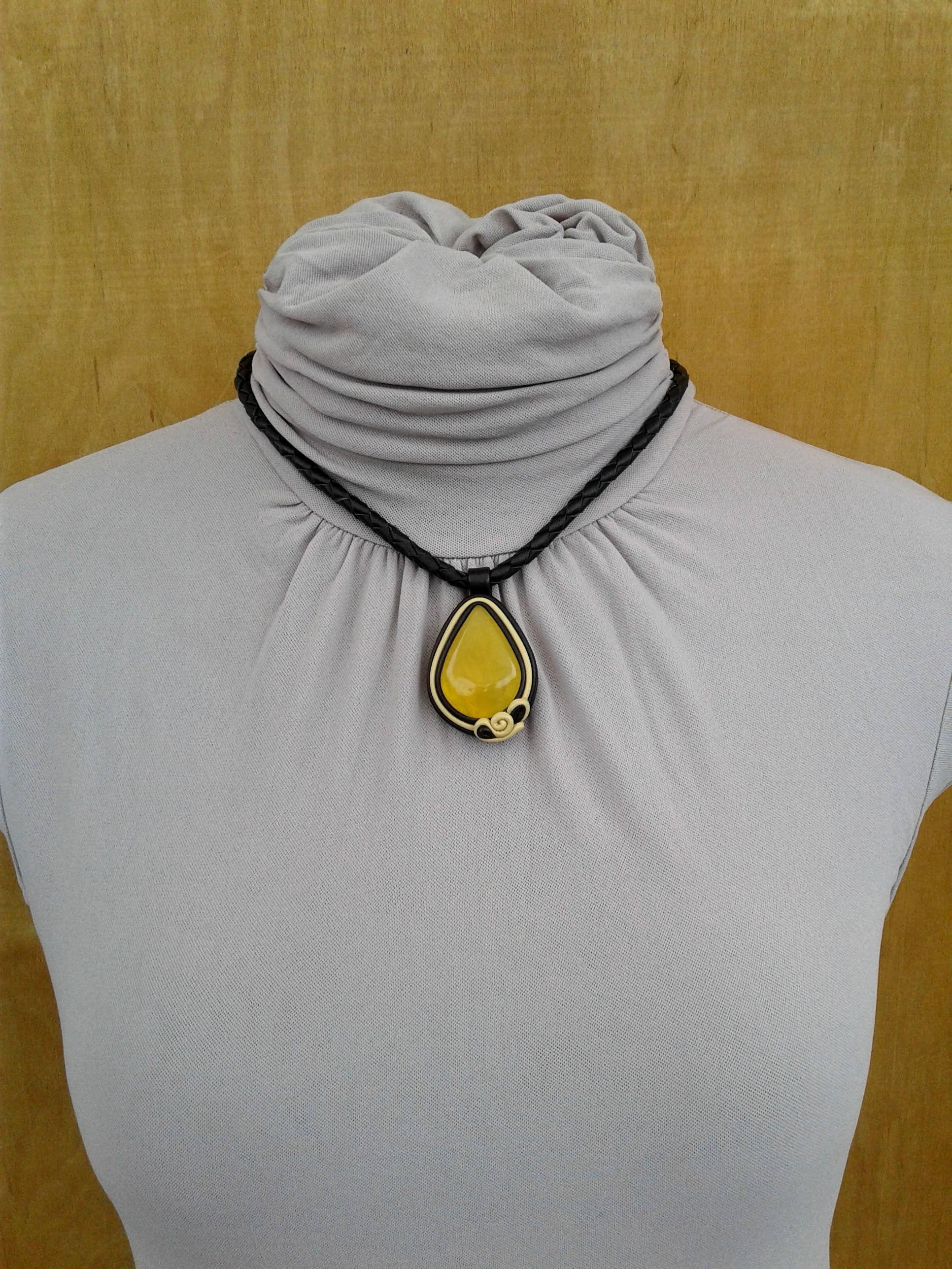 Leather Necklace with natural stone Leather Necklace with Etsy