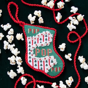 Hand Painted Needlepoint Canvas with Trees and Popcorn