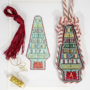 Hand Painted Needlepoint Canvas with Words and Tree Shape