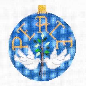 Hand Painted Needlepoint Canvas with Peace and Doves