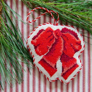 Needlepoint Bow Christmas Ornament Canvas