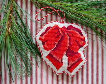 Needlepoint Bow Christmas Ornament Canvas