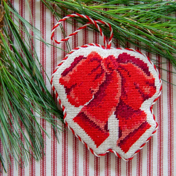 Needlepoint Bow Christmas Ornament Canvas