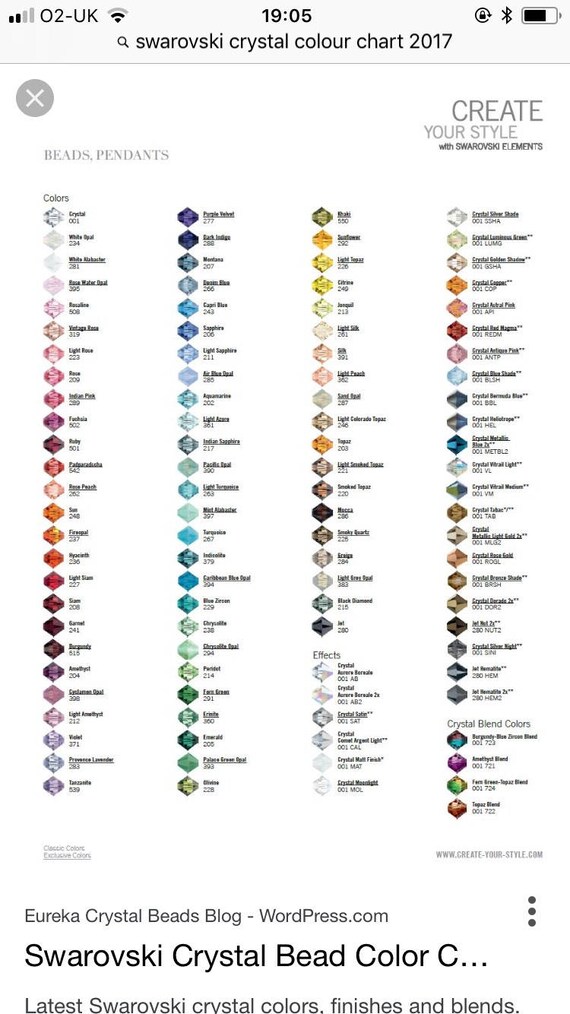 Swarovski Colour Chart 2017