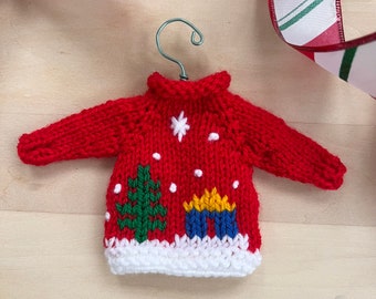 Mini Sweater Christmas Ornament Snowy Scene