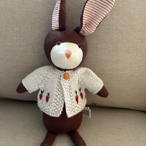Carrot Border Hand knit Cardigan for 14” Doll or Animal
