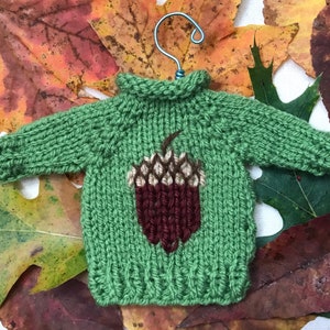 Acorn Hand Knit Mini Sweater Ornament