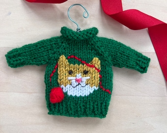 Yellow Kitty Mini Sweater Ornament