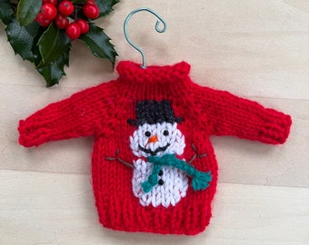Snowman Christmas Tree Ornament Mini Sweater