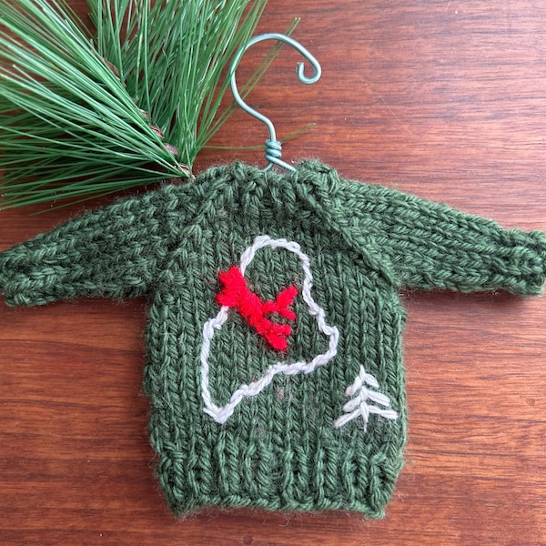 Mini Sweater Ornament State of Maine