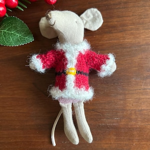 Big Brother/Sister Mouse Hand Knit Santa Coat for 5” Big Brother or Sister Mouse