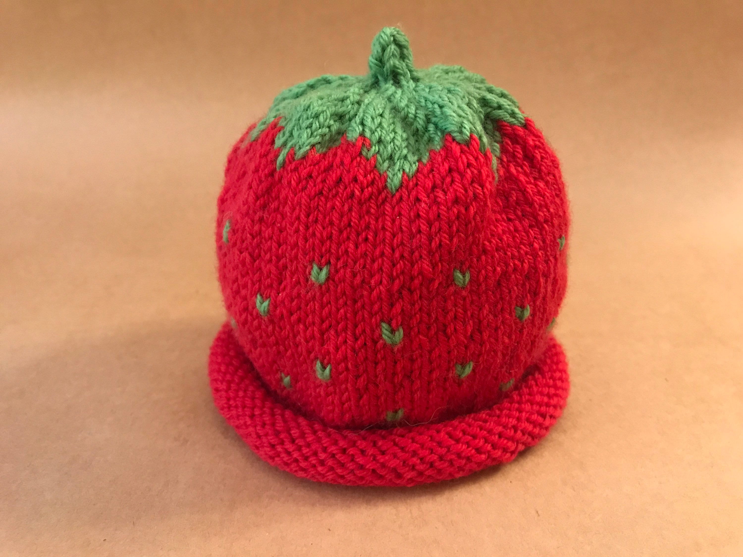 Baby Strawberry Knit Hat 3 to 6 months Perfect Baby Gift Made Etsy