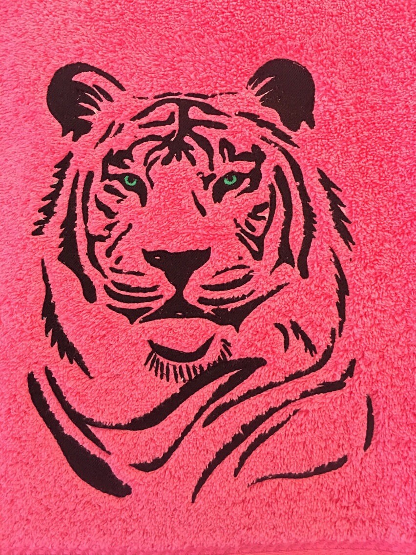 Drap de Bain Brodé Motif Tigre