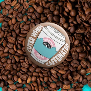 Cute Coffee 2.25 Pin-Back Buttons 2 Pack || Coffee Button, Barista Button, Coffee Pin, Cute Pin, Coffee Lover Pin, Kawaii Coffee Pin