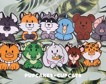 Funny Cute Animal Stickers || Cute Laptop Stickers, Furry Stickers, Animal Decal, Computer Stickers, Tiger, Bear, Bunny, Leopard, Wolf, Fox