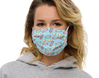 Candy Adjustable Fabric Face Mask [MULTIPLE COLORS] || Kawaii Face Mask, Face Covering, Cute Face Mask, Adjustable Face Mask, Candy Mask