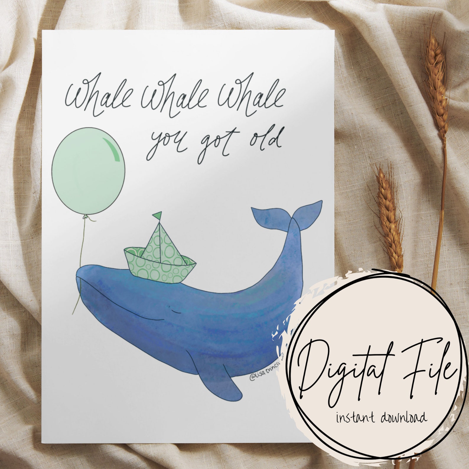 PRINTABLE Whale Birthday Card Gift Card for Her, for Him, for Kids ...