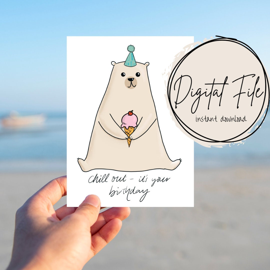 PRINTABLE Polar Bear Birthday Card Gift Card for Her for Him - Etsy