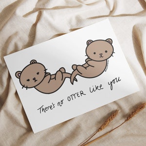 Otter verjaardagskaart cadeaubon voor haar, voor hem, grappige schattige verjaardagscadeaukaart, woordspeling wenskaart, kawaii otter