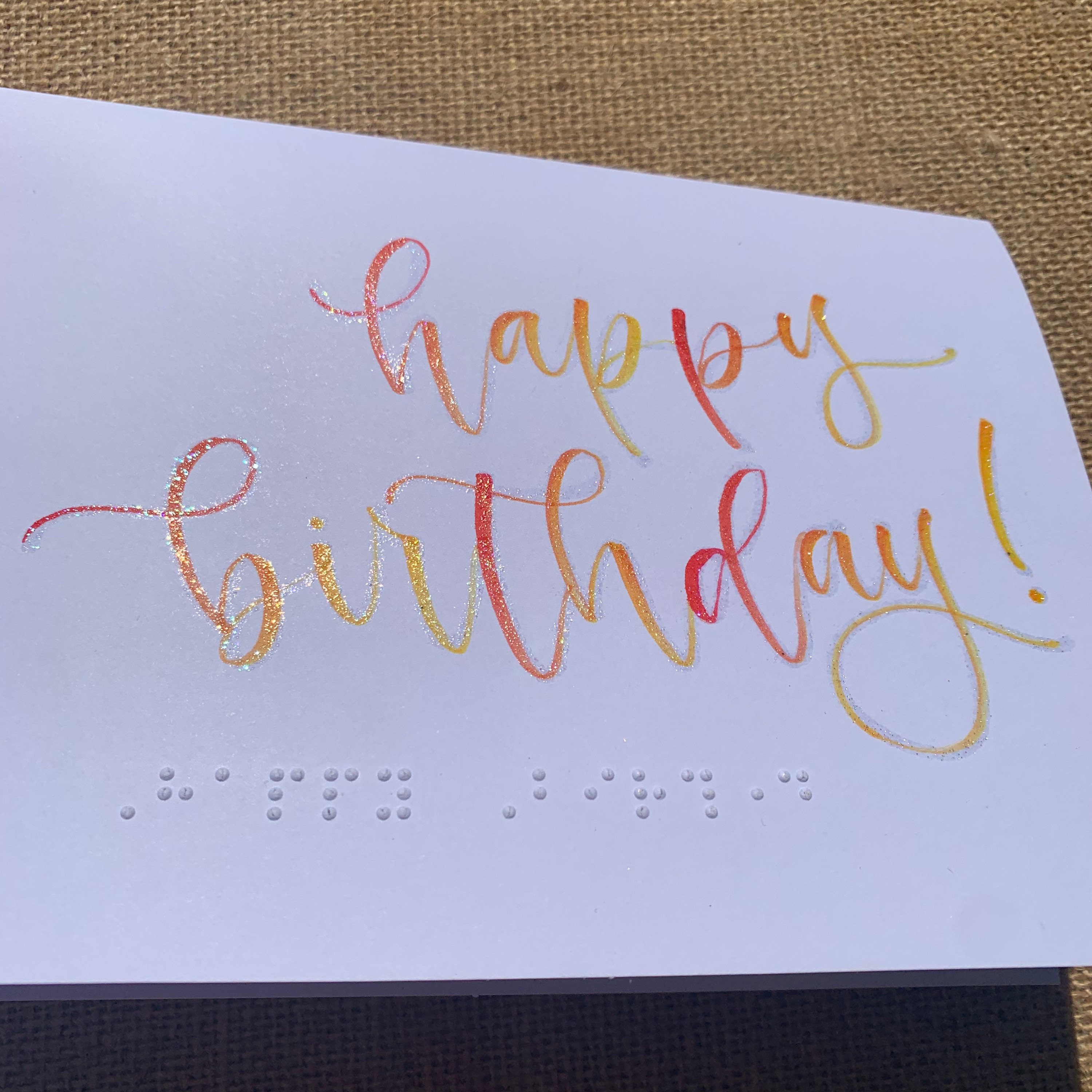 Braille Birthday Card Handlettered & Embossed Custom Message Etsy UK