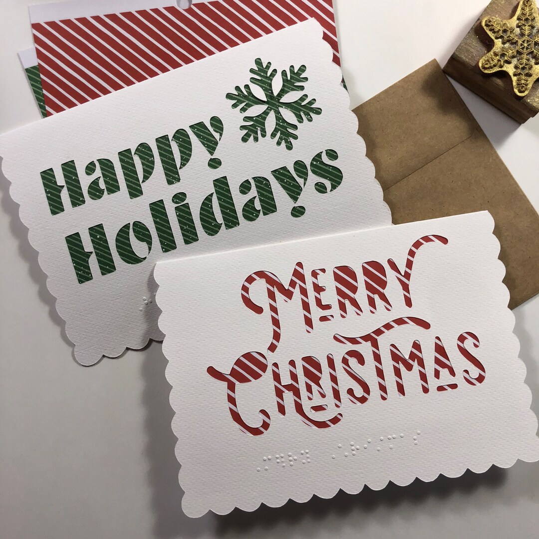 Braille Christmas Holiday Card With Personalized Message Custom Etsy