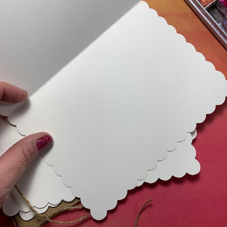 Handmade Watercolor Cards: Scalloped Edge, A7 Blank Notecards DIY image 7