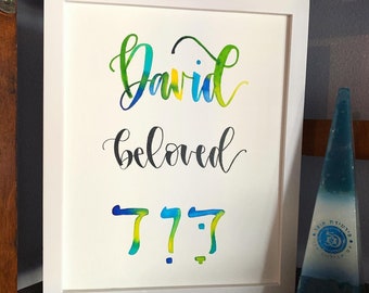 Hebrew Name & Meaning Watercolor 8x10