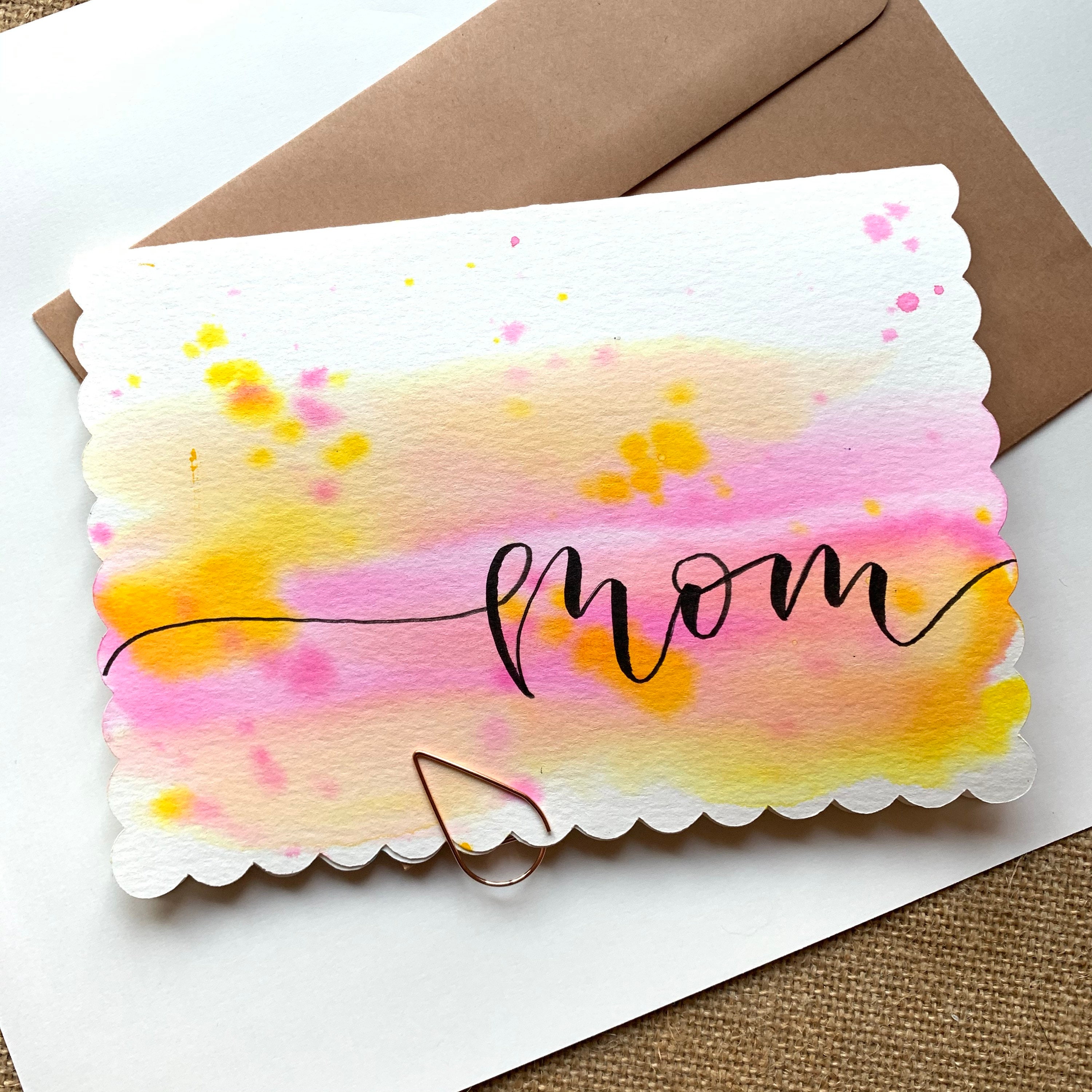 Mother’s Day Card Watercolor Hand Painted Personalized Message - Etsy