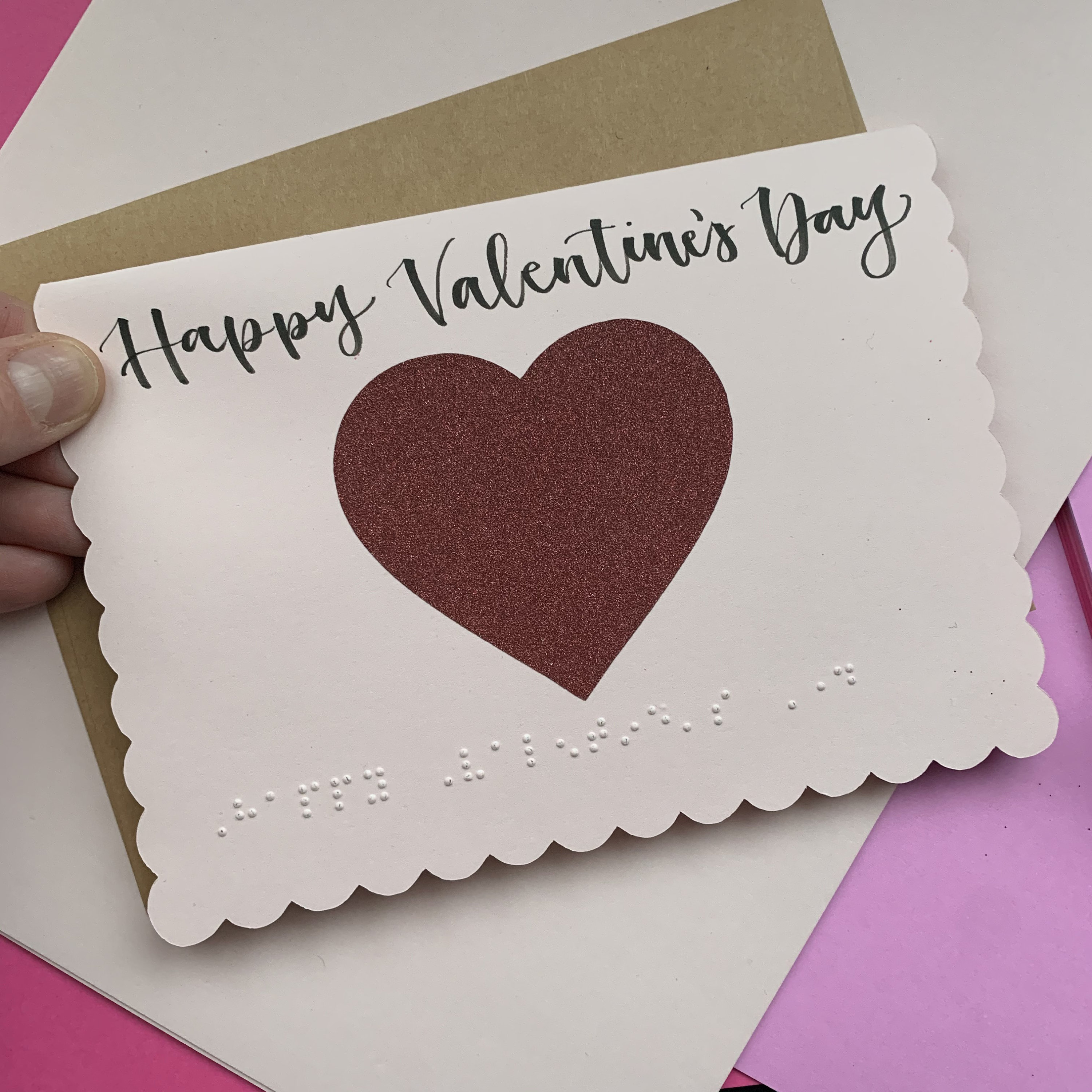 Valentines Day Handmade Braille Greeting Cards Personalized Messages