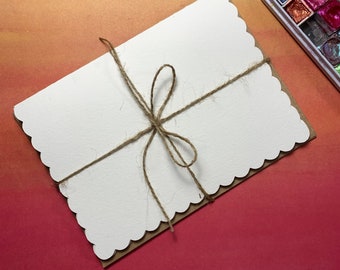 Handmade Watercolor Cards: Scalloped Edge, A7 Blank Notecards DIY
