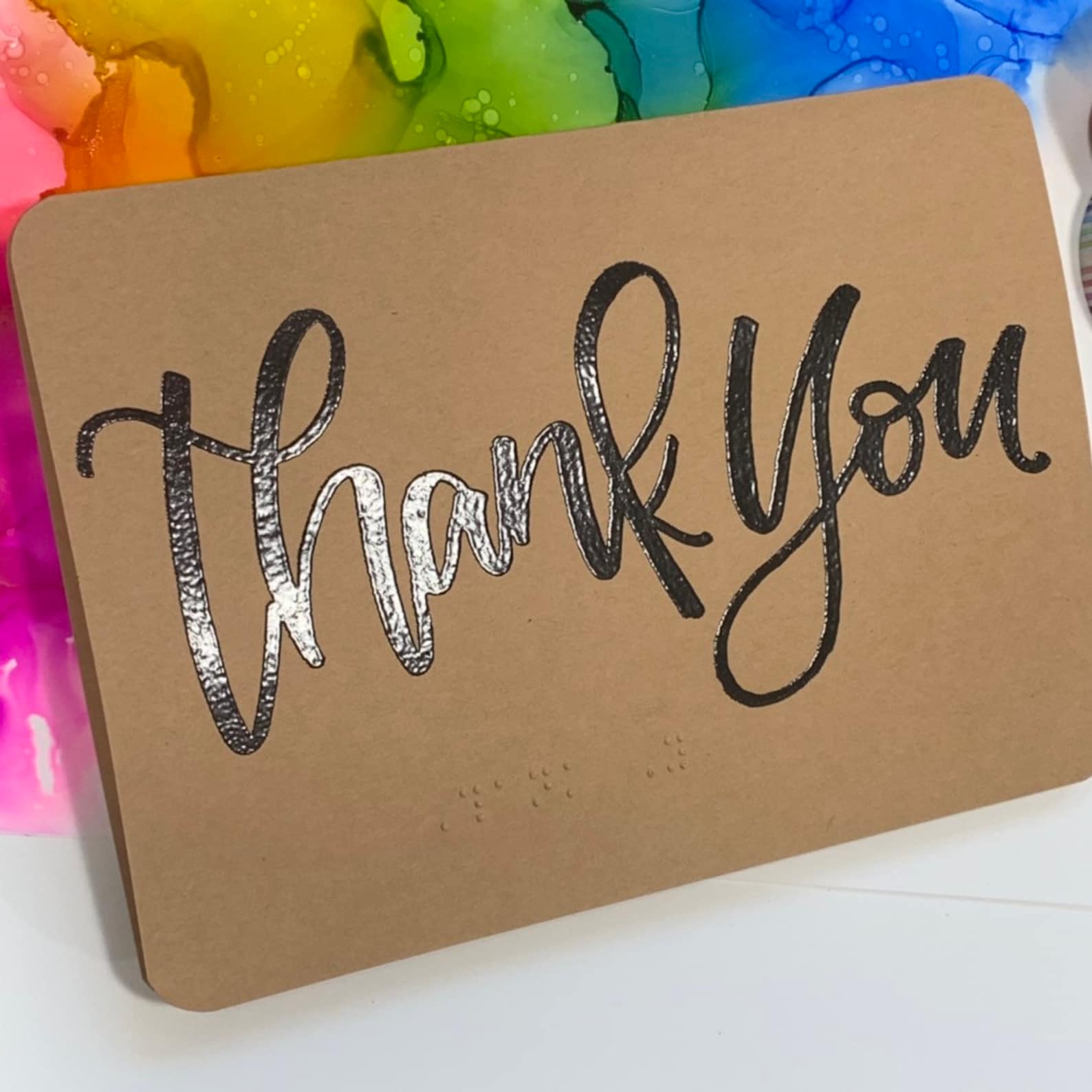 Braille Thank You Card Tactile Custom Message Etsy India
