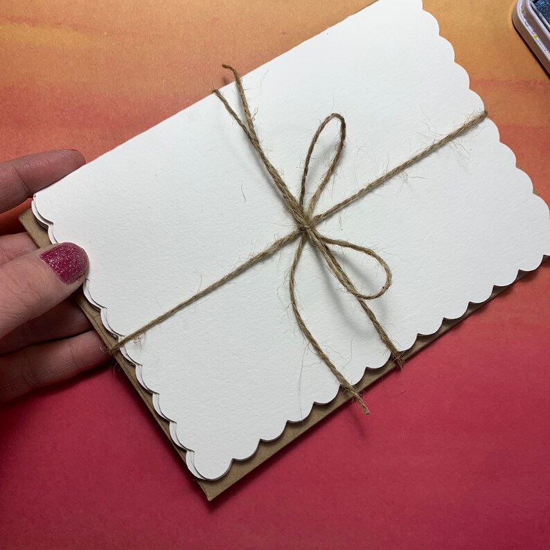 Handmade Watercolor Cards: Scalloped Edge, A7 Blank Notecards DIY image 2