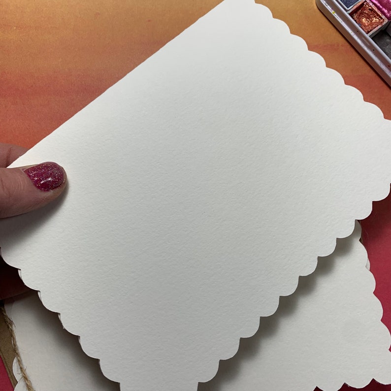 Handmade Watercolor Cards: Scalloped Edge, A7 Blank Notecards DIY image 5