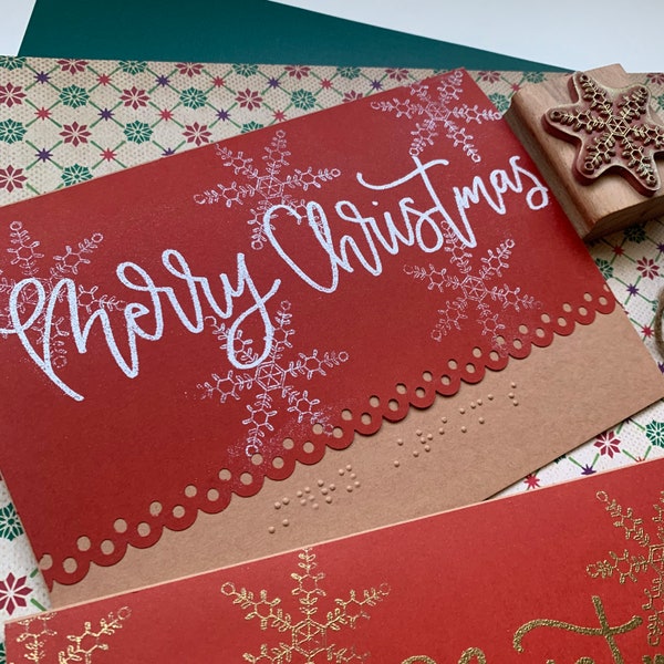 Tarjeta de Navidad en Braille con mensaje personalizado