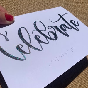 Cartão Braille comemoração para aniversário, aniversário, casamento, personalização