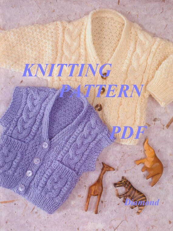 Baby Waistcoat And Cardigan Knitting Pattern 2 Models Pdf Instant Download Knitted Boys Pattern Newborn Knitting Pattern Knit Baby Waistcoat